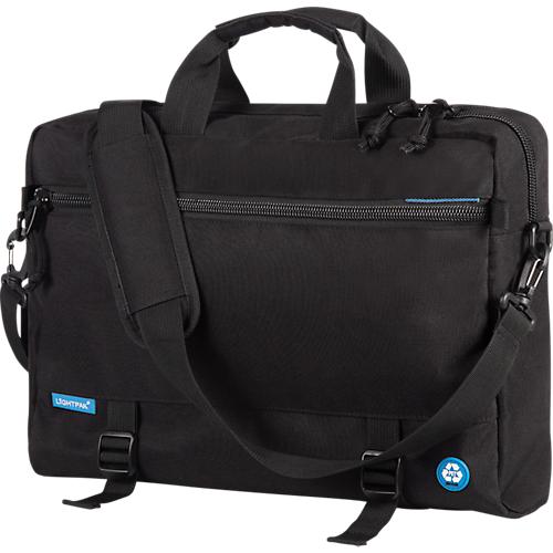 Laptoptasche LIGHTPAK®, 3-in-1, für 1 Notebook bis 15,6´´, Hauptfach & Reißverschlussfach, abnehmbarer Schultertrageriemen, Recycling-PET, schwarz