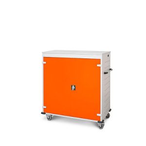 Laptopwagen mit Ladefunktion, 2-Punkt-Verriegelung, Feststellbremse, 30 Fächer, B 1310 x T 500 x H 1250, orange