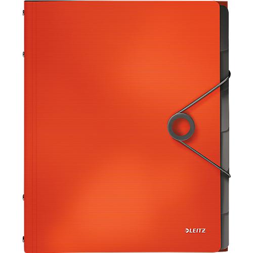 LEITZ® Dokumentenmappe Solid, DIN A4, 3 Schutzkappen, 6 Fächer, PP, hellrot
