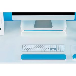 Leitz® Ergo WOW Handgelenkauflage für Tastauren, ergonomisch, 2-stufig höhenverstellbar, L 437 x B 71 x H 21 mm, weiß/blau Leitz® Ergo WOW Handgelenkauflage für Tastauren, ergonomisch, 2-stufig höhenverstellbar, L 437 x B 71 x H 21 mm, weiß/blau