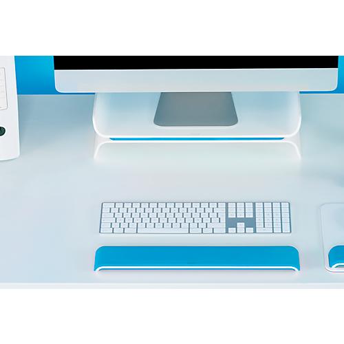 Leitz® Ergo WOW Handgelenkauflage für Tastauren, ergonomisch, 2-stufig höhenverstellbar, L 437 x B 71 x H 21 mm, weiß/blau