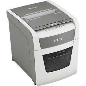Leitz IQ Autofeed Small Office 50 Aktenvernichter P4, Vollautomatik, Partikelschnitt 4 x 30 mm, 20 l, 50 Blatt Schnittleistung, weiß Leitz IQ Autofeed Small Office 50 Aktenvernichter P4, Vollautomatik, Partikelschnitt 4 x 30 mm, 20 l, 50 Blatt Schnittleistung, weiß