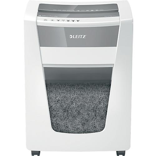 Leitz IQ Office Pro Aktenvernichter P4, Partikelschnitt 4 x 40 mm, 30 Liter, 20 Blatt Schnittleistung, Anti-Papierstau-Technologie, mit Rollen, weiß