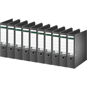 LEITZ® Ordner 1007/1008, DIN A4, Rückenbreite 80 mm, 10 Stück, schwarz LEITZ® Ordner 1007/1008, DIN A4, Rückenbreite 80 mm, 10 Stück, schwarz
