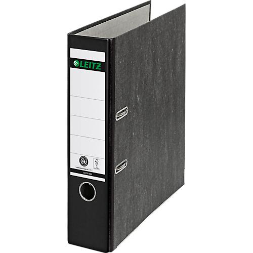 LEITZ® Ordner 1080, DIN A4, Rückenbreite 80 mm, Griffloch, geklebtes Rückenschild, Hartpappe, 1 Stück, schwarz