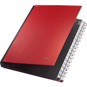 LEITZ® Pultordner, für DIN A4, numerisch, 31 Fächer, Graupappe, rot LEITZ® Pultordner, für DIN A4, numerisch, 31 Fächer, Graupappe, rot