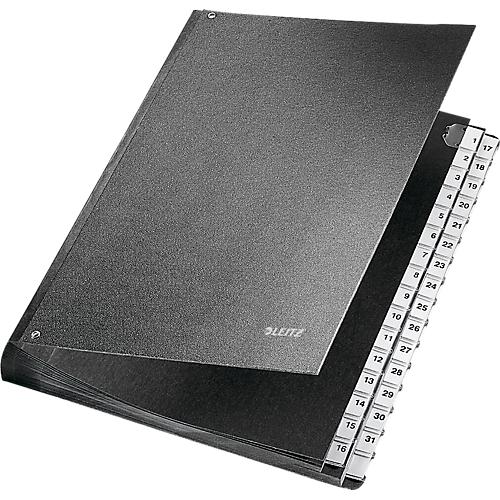 LEITZ® Pultordner, für DIN A4, numerisch, 31 Fächer, Graupappe, schwarz