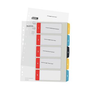 Leitz® Register Cosy, A4 Überbreite, beschreibbar, Universalllochung, austauschbares Deckblatt, Polypropylen, farbige Taben 1-5 Leitz® Register Cosy, A4 Überbreite, beschreibbar, Universalllochung, austauschbares Deckblatt, Polypropylen, farbige Taben 1-5