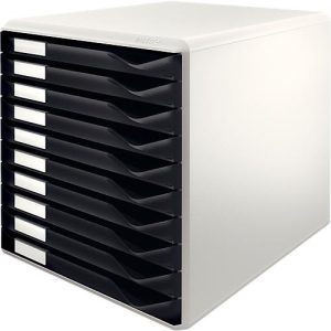 LEITZ® Schubladenbox, 10 Schübe, DIN A4, Polystyrol, lichtgrau/schwarz LEITZ® Schubladenbox, 10 Schübe, DIN A4, Polystyrol, lichtgrau/schwarz
