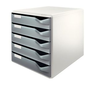 LEITZ® Schubladenbox, 5 Schübe, DIN A4, Polystyrol, lichtgrau/grau LEITZ® Schubladenbox, 5 Schübe, DIN A4, Polystyrol, lichtgrau/grau