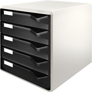 LEITZ® Schubladenbox, 5 Schübe, DIN A4, Polystyrol, lichtgrau/schwarz LEITZ® Schubladenbox, 5 Schübe, DIN A4, Polystyrol, lichtgrau/schwarz