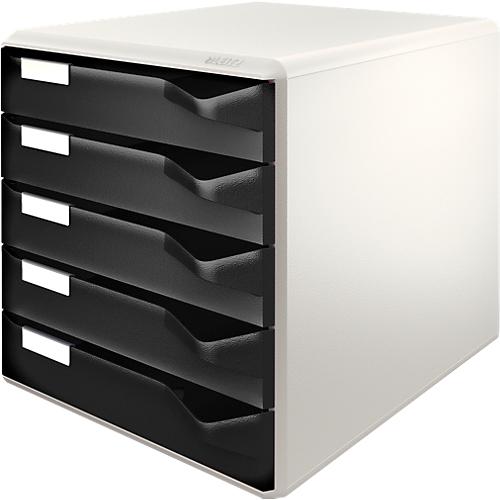LEITZ® Schubladenbox, 5 Schübe, DIN A4, Polystyrol, lichtgrau/schwarz