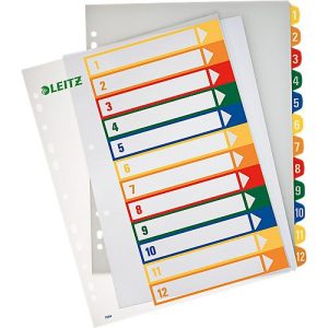 LEITZ® Überbreite Kunststoffregister, Zahlen-Register, Zahlen 1-12, Nr. 1294 LEITZ® Überbreite Kunststoffregister, Zahlen-Register, Zahlen 1-12, Nr. 1294