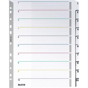 LEITZ® Wiederbeschreibbare Kartonregister, Zahlen 1-10, mit Lochung LEITZ® Wiederbeschreibbare Kartonregister, Zahlen 1-10, mit Lochung