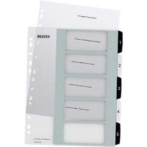 Leitz WOW Register, Kunststoff, schwarz-weiß, DIN A4, Überbreite, 1-5, 5 Taben, transparent Leitz WOW Register, Kunststoff, schwarz-weiß, DIN A4, Überbreite, 1-5, 5 Taben, transparent