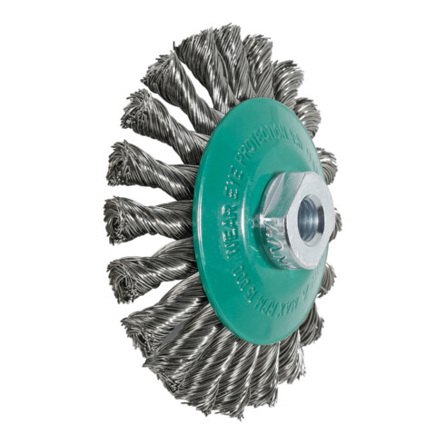 Lessmann Kegelbürste gekröpft INOX-Draht 0,50 mm, Bürsten-⌀xGewinde: 115XM14 mm