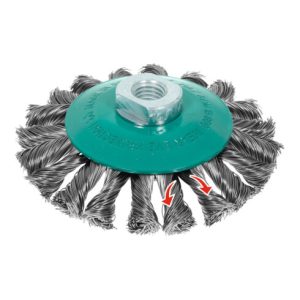 Lessmann Kegelbürste gekröpft Wechselzopfung, INOX-Draht 0,50 mm, Bürsten-⌀xGewinde: 115XM14 mm Lessmann Kegelbürste gekröpft Wechselzopfung, INOX-Draht 0,50 mm, Bürsten-⌀xGewinde: 115XM14 mm