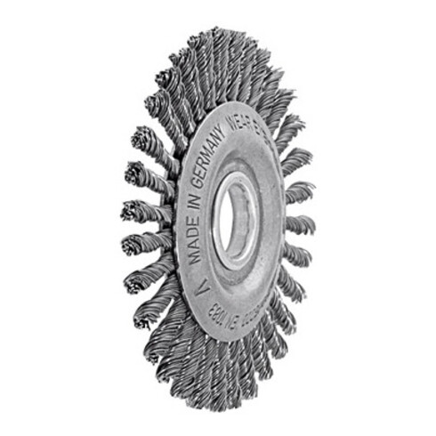 Lessmann Schmale Rundbürste gerade, Stahldraht 0,50 mm, Bürsten-⌀xBohrungs-⌀ 115X22 mm