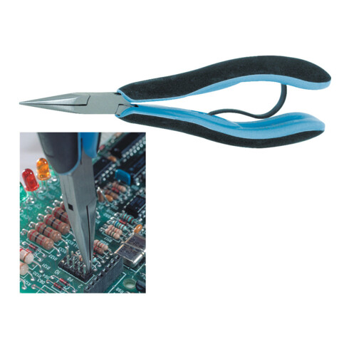 Lindström Elektronik-Spitzzange, Backen gezahnt, ganze Länge: 150 mm
