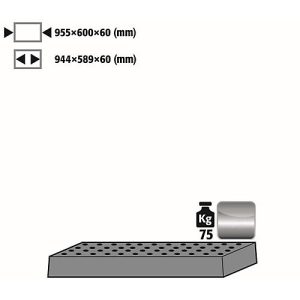 Lochblecheinsatz Standard für asecos Sicherheitsschränke der UB90 Serie, Edelstahl 1.4301, B 955 x T 600 x H 60 mm, bis 75 kg Lochblecheinsatz Standard für asecos Sicherheitsschränke der UB90 Serie, Edelstahl 1.4301, B 955 x T 600 x H 60 mm, bis 75 kg