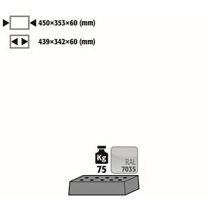 Lochblecheinsatz Standard für asecos Sicherheitsschränke der UB90 Serie, Stahlblech, lichtgrau, B 442 x T 345 x H 70 mm, bis 75 kg Lochblecheinsatz Standard für asecos Sicherheitsschränke der UB90 Serie, Stahlblech, lichtgrau, B 442 x T 345 x H 70 mm, bis 75 kg
