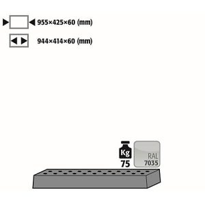 Lochblecheinsatz Standard für asecos Sicherheitsschränke der UB90 und UB30 Serie, Stahlblech, lichtgrau, B 955 x T 425 x H 60 mm, bis 75 kg Lochblecheinsatz Standard für asecos Sicherheitsschränke der UB90 und UB30 Serie, Stahlblech, lichtgrau, B 955 x T 425 x H 60 mm, bis 75 kg