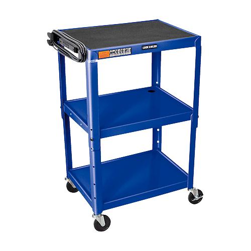 Luxor höhenverstellbarer Mehrzweckwagen 610-1060 mm, Metall, 3 Etagen, 4 Rollen, blau