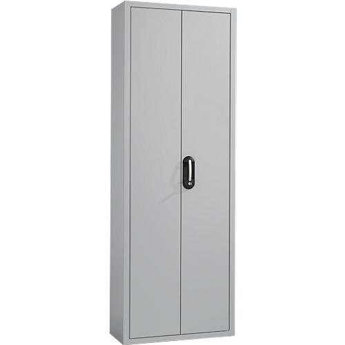 Magazinschrank, 1980 mm hoch, 15 Böden, ohne Kästen, mit Türen, hellsilber