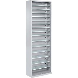 Magazinschrank, 1980 mm hoch, 15 Böden, ohne Kästen, ohne Türen, hellsilber Magazinschrank, 1980 mm hoch, 15 Böden, ohne Kästen, ohne Türen, hellsilber