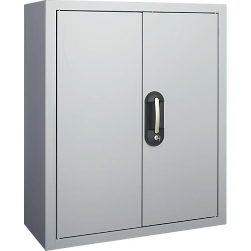 Magazinschrank, 830 mm hoch, 4 Böden, 24 Kästen, mit Türen, weißalu