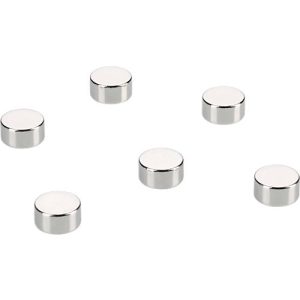 Magnete, für Glas-Magnettafeln, rund, Haftkraft bis 3 kg, Ø 10 x H 5 mm, Metall, chromfarben, 6 Stück Magnete, für Glas-Magnettafeln, rund, Haftkraft bis 3 kg, Ø 10 x H 5 mm, Metall, chromfarben, 6 Stück