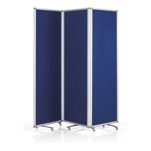 Magnetoplan Präsentationswand mobil, faltbar, royalblau, Filz blau, 1810 x 1800 x 370 mm