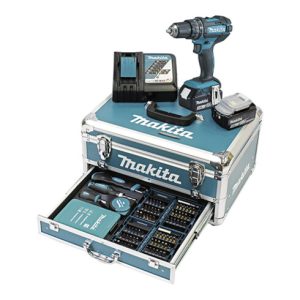 Makita Akku-Schlagbohrschrauber 18V / 3,0 Ah, 2 Akkus + Ladegerät im Alukoffer + 96-tlg. Zubehör-Set Makita Akku-Schlagbohrschrauber 18V / 3,0 Ah, 2 Akkus + Ladegerät im Alukoffer + 96-tlg. Zubehör-Set