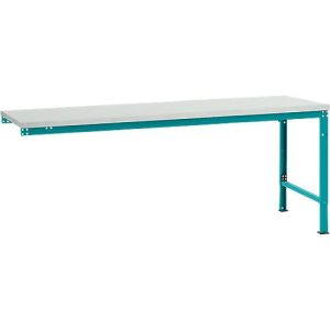 Manuflex Ansatztisch UNIVERSAL Spezial, Tischplatte Kunststoff, 2000×1000, wassrblau