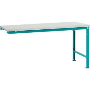 Manuflex Ansatztisch UNIVERSAL Spezial, Tischplatte Melamin, 1750×1000, wasserblau