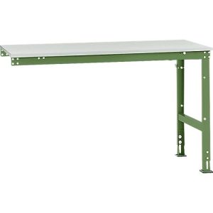 Manuflex Ansatztisch UNIVERSAL Standard, 1500 x 800 mm, Melamin lichtgrau, resedagrün