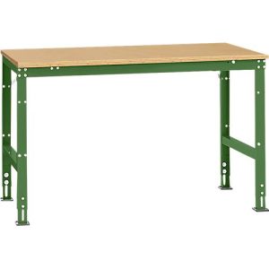 Manuflex Arbeitstisch UNIVERSAL Standard, 1500 x 1000 mm, Multiplex natur, resedagrün