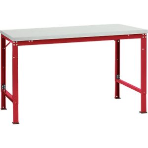 Manuflex Grundtisch UNIVERSAL Spezial, 1500 x 1000 mm, Kunststoff lichtgrau, rubinrot