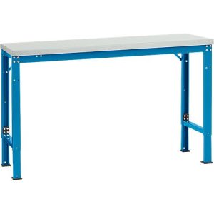 Manuflex Grundtisch UNIVERSAL Spezial, 1500 x 800 mm, Melamin lichtgrau, lichtblau