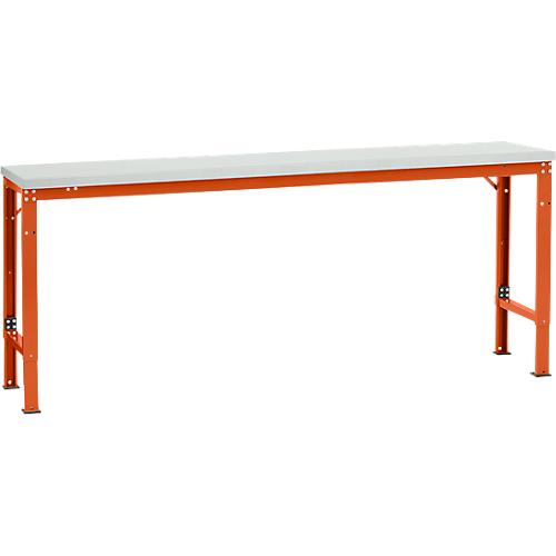 Manuflex Grundtisch UNIVERSAL Spezial, 2000 x 800 mm, Kunststoff lichtgrau, rotorange