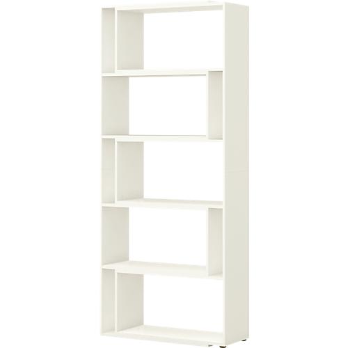 Maß-Ausgleichsregal TEMPIO, aus Holz, ausziehbar, 5 OH, B 1000-1500 x T 330 x H 2130 mm, weiß