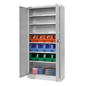 Materialschrank MSI 2409, mit 20 Kästen, weißaluminium Materialschrank MSI 2409, mit 20 Kästen, weißaluminium