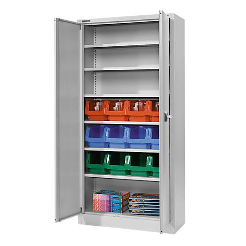 Materialschrank MSI 2409, mit 20 Kästen, weißaluminium