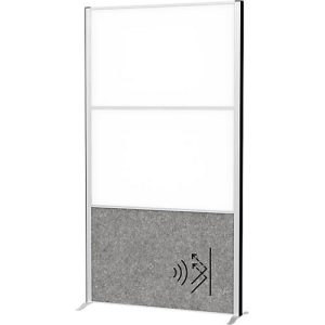 MAUL Stellwandsystem MAULconnecto, 1 x Akustikvlies dunkel, 2 x Whiteboard, Klettverbindung, Standfuß, H 1800 x B 1000 mm, silber MAUL Stellwandsystem MAULconnecto, 1 x Akustikvlies dunkel, 2 x Whiteboard, Klettverbindung, Standfuß, H 1800 x B 1000 mm, silber