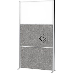 MAUL Stellwandsystem MAULconnecto, 2 x Akustikvlies dunkel, 1 x Whiteboard, Klettverbindung, Standfuß, H 1800 x B 1000 mm, silber MAUL Stellwandsystem MAULconnecto, 2 x Akustikvlies dunkel, 1 x Whiteboard, Klettverbindung, Standfuß, H 1800 x B 1000 mm, silber
