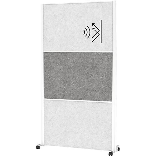 MAUL Stellwandsystem MAULconnecto, Steckmodule, 2x Akustikvlies hell, 1x Akustikvlies dunkel, Klettverbindung, auf Rollen, H 1800 x B 1000 mm, weiß