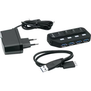 MediaRange USB 3.0-Hub, 4-fach, schaltbar MediaRange USB 3.0-Hub, 4-fach, schaltbar