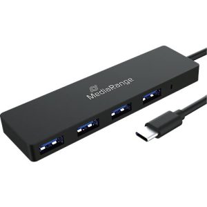 MediaRange USB Typ-C Verteiler, 4 Ports, für USB 3.0 und 2.0, Plug-and-Play, schwarz MediaRange USB Typ-C Verteiler, 4 Ports, für USB 3.0 und 2.0, Plug-and-Play, schwarz