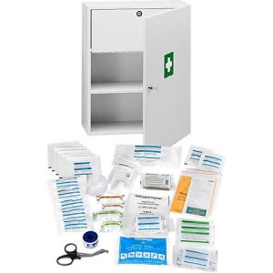 Medikamenten-Allzweckschrank mit speziellem Giftfach, mit Inhalt nach DIN 13157 Medikamenten-Allzweckschrank mit speziellem Giftfach, mit Inhalt nach DIN 13157