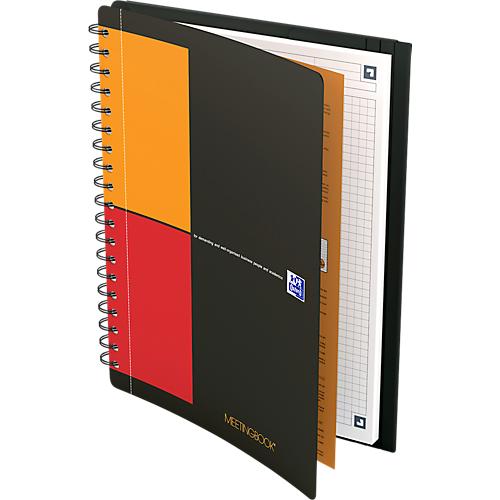 Meetingbook Oxford International B5, doppelspiralgebunden, kariert, 80 Blatt, SKRIBZEE®-komp., 5 Stück